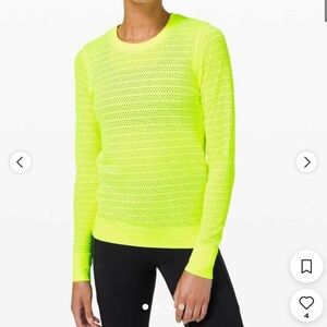 Lululemon Neon Yellow Long Sleeve Mesh Active Top